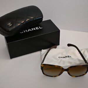 CHANEL Brown Sunglasses with Braided Arms